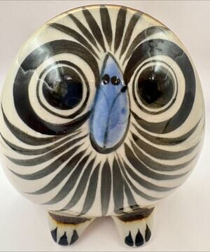 Ken Edwards Owl With Big Eyes 4. 5" Figurine Tonala Mexican Pottery